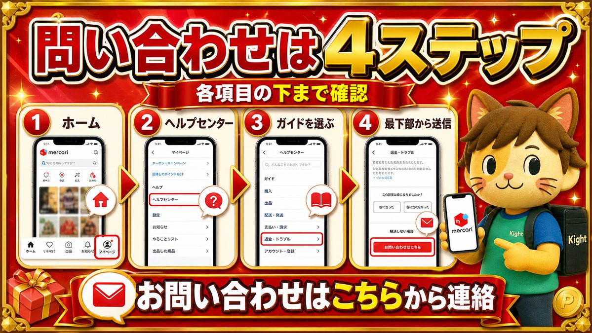 メルカリの問い合わせは4ステップで進む