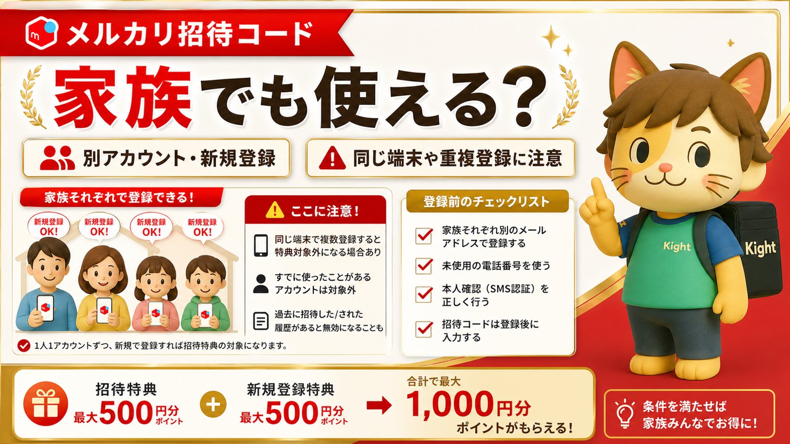 メルカリ招待コードは家族でも使える？同居・別名義で注意したいこと