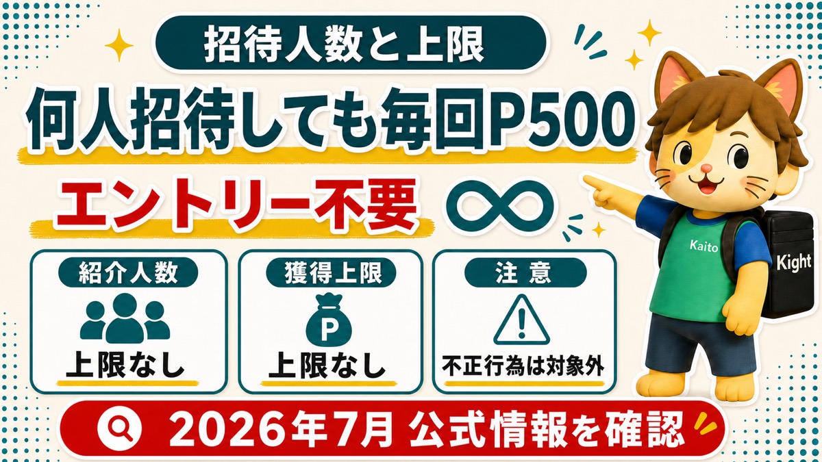 メルカリは何人招待しても毎回P500・エントリー不要
